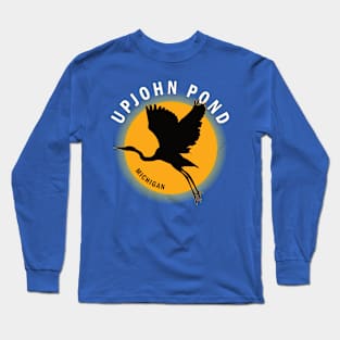 Upjohn Pond in Michigan Heron Sunrise Long Sleeve T-Shirt